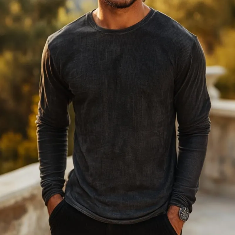 Men's Retro Casual Printed Round Neck Long Sleeve T-Shirt 02519845TO sold by Manly product image thumbnail 2