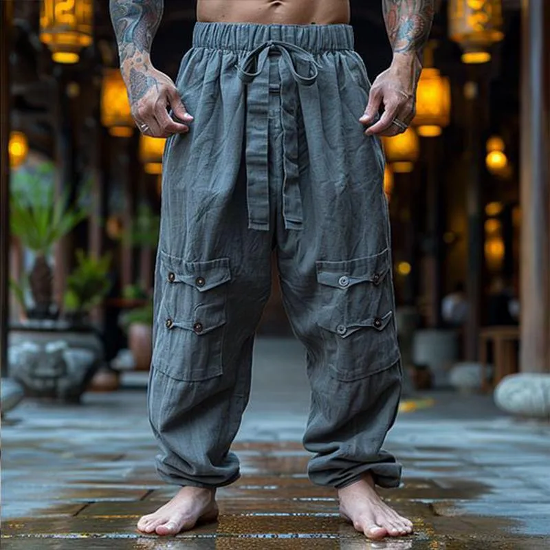 Men's Retro Casual Linen Breathable Loose Long Pants 20590087TO sold by Manly product image thumbnail 2