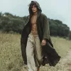 Men's Vintage Casual Linen Hooded Robe 03867297TO sold by Manly