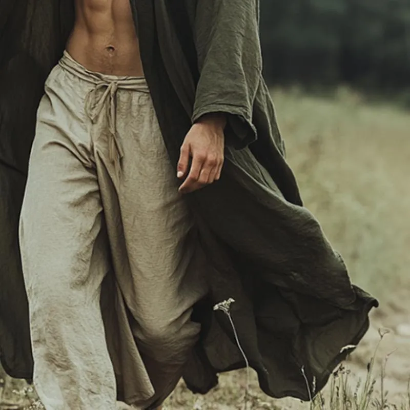 Men's Vintage Casual Linen Hooded Robe 03867297TO sold by Manly product image thumbnail 3