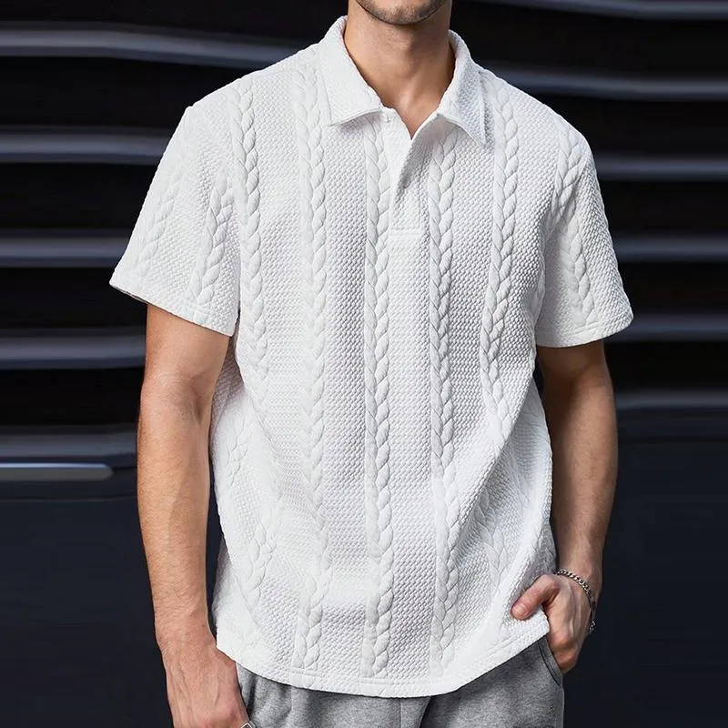 Men's Retro Casual Embossed Lapel Short Sleeve T-Shirt 19331370TO sold by Manly product image thumbnail 2