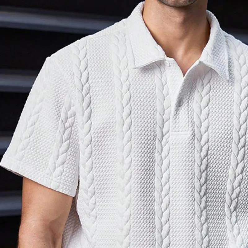 Men's Retro Casual Embossed Lapel Short Sleeve T-Shirt 19331370TO sold by Manly product image thumbnail 3