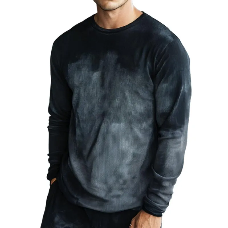 Men's Retro Casual Printed Gradient Round Neck Long Sleeve T-Shirt 91035859TO sold by Manly