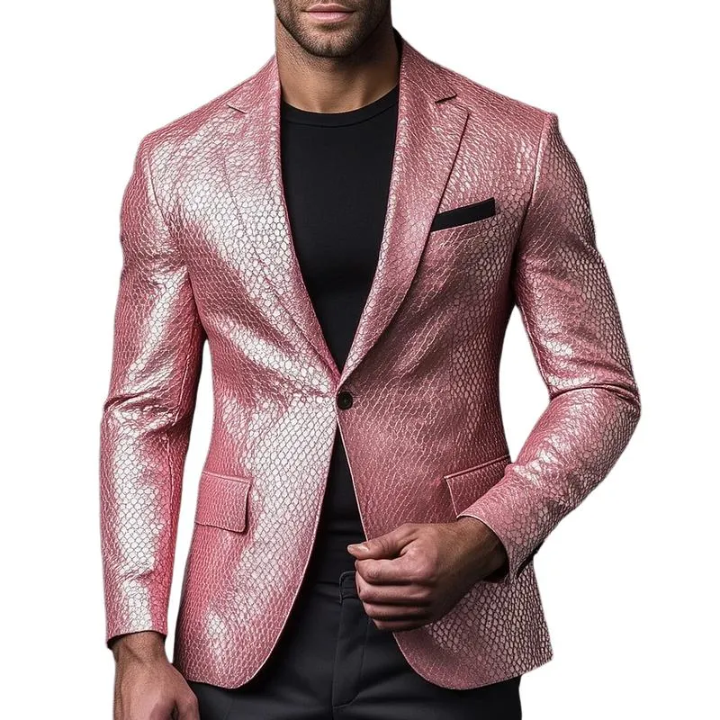 Men's Lapel-collar Single-button Fish-scale Leather Blazer 23656744F sold by Manly product image thumbnail 2