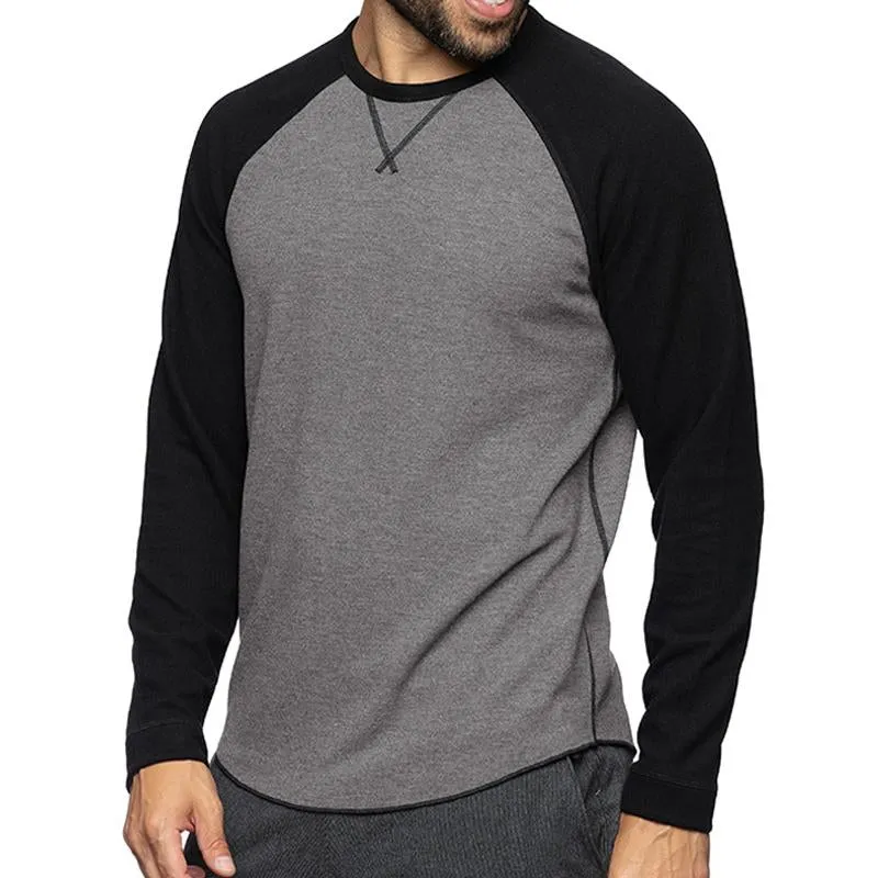 Men's Casual Round Neck Stitching Long Sleeve T-shirt 20640601U sold by Manly product image thumbnail 2