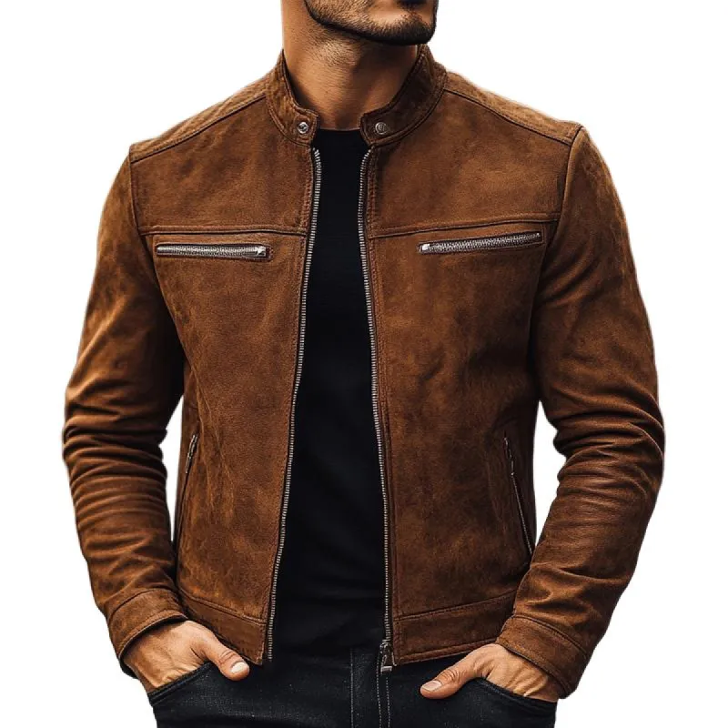 Men's Vintage Stand Collar Suede Jacket 84363210U sold by Manly