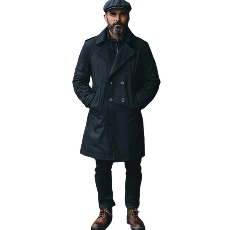 Men's Vintage Loose Black Double Breasted Trench Coat 55173843U sold by Manly product image thumbnail 4