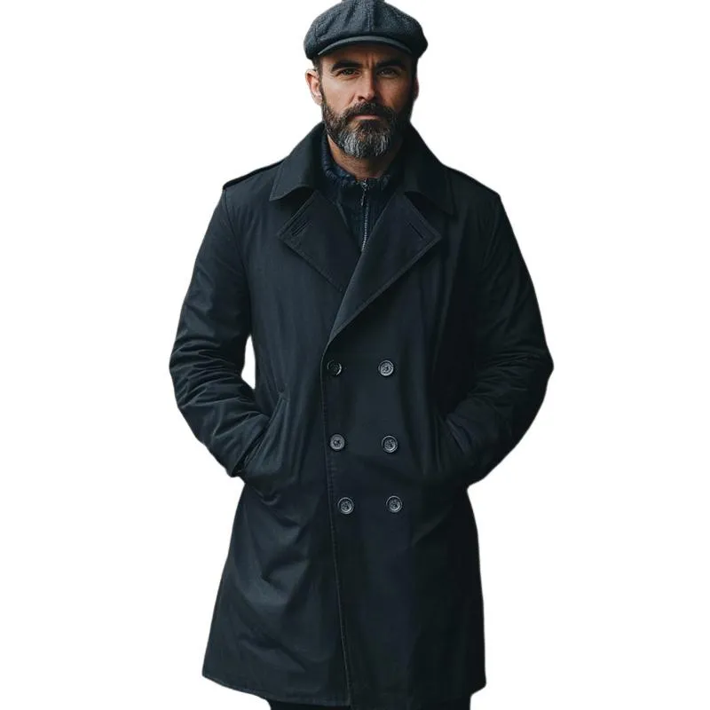 Men's Vintage Loose Black Double Breasted Trench Coat 55173843U sold by Manly product image thumbnail 3