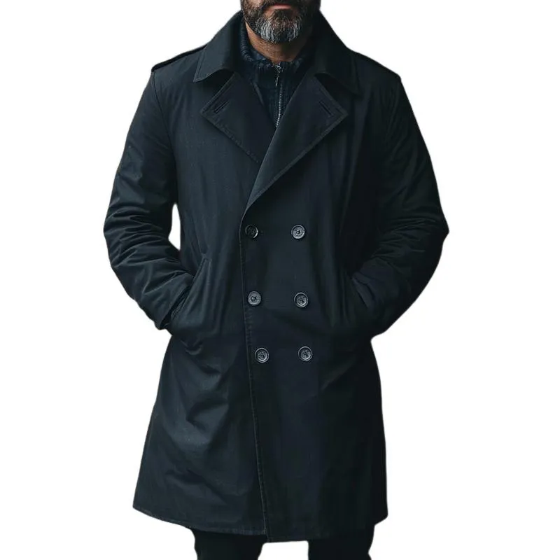 Men's Vintage Loose Black Double Breasted Trench Coat 55173843U sold by Manly