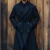 Men's Vintage Black Double Breasted Long Trench Coat 95286862U sold by Manly