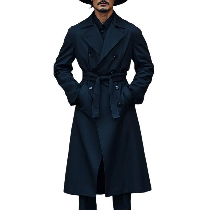 Men's Vintage Black Double Breasted Long Trench Coat 95286862U sold by Manly