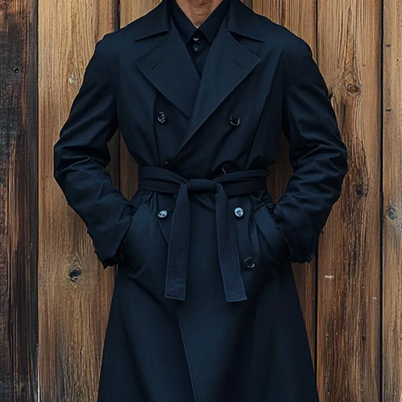 Men's Vintage Black Double Breasted Long Trench Coat 95286862U sold by Manly product image thumbnail 3