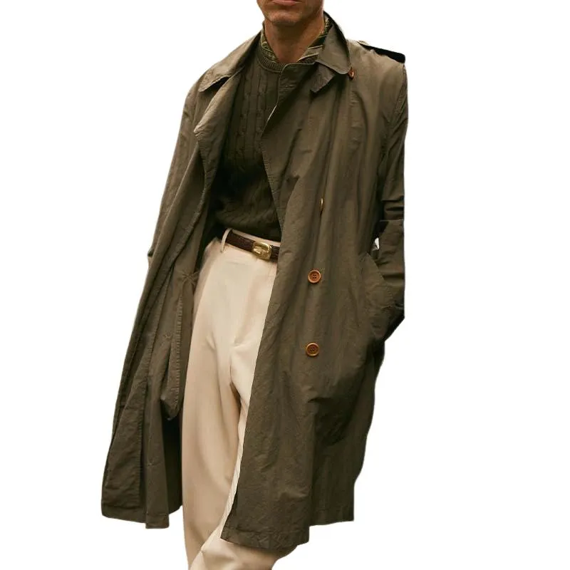 Men's Casual Fashionable Double-breasted Knee-length Trench Coat 08702191K sold by Manly product image thumbnail 2