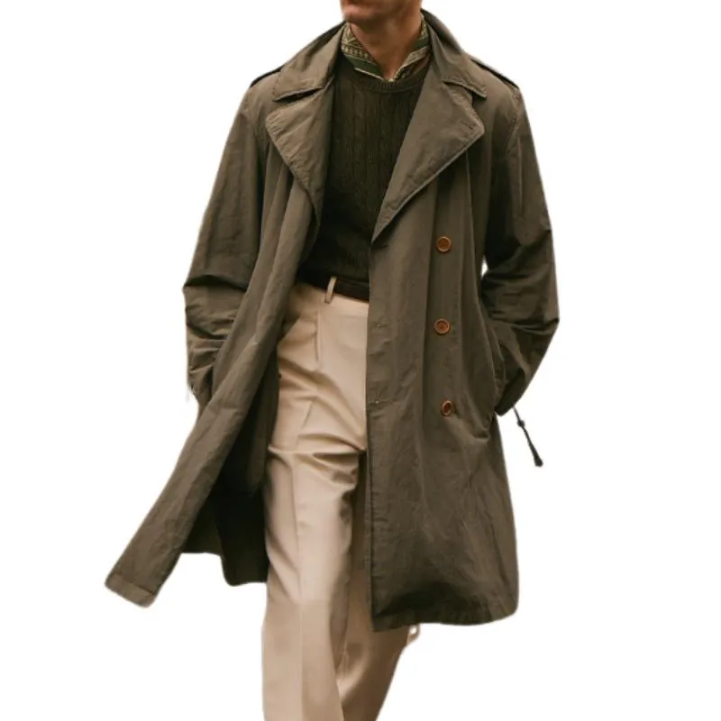 Men's Casual Fashionable Double-breasted Knee-length Trench Coat 08702191K sold by Manly