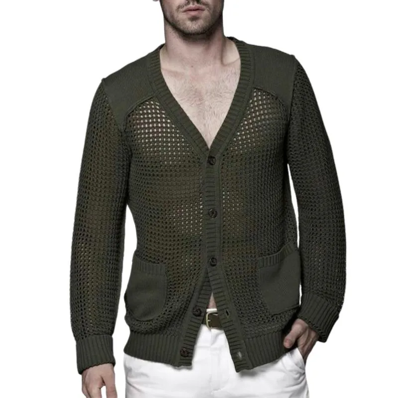 Men's Casual Fashionable Slim Fit V-neck Knitted Cardigan 94532226K sold by Manly