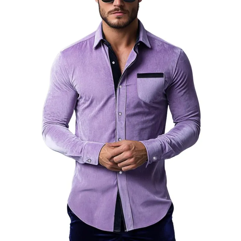 Men's Classic Casual Velvet Slim Fit Long Sleeve Shirt 12541792K sold by Manly