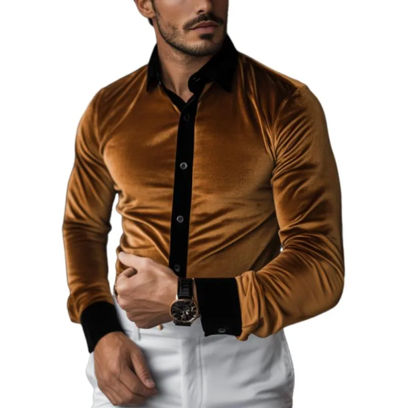 Men's Classic Casual Velvet Slim Fit Long Sleeve Shirt 91998047K sold by Manly