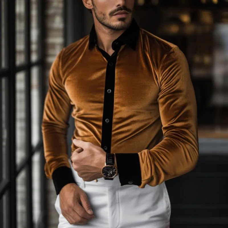 Men's Classic Casual Velvet Slim Fit Long Sleeve Shirt 91998047K sold by Manly product image thumbnail 2