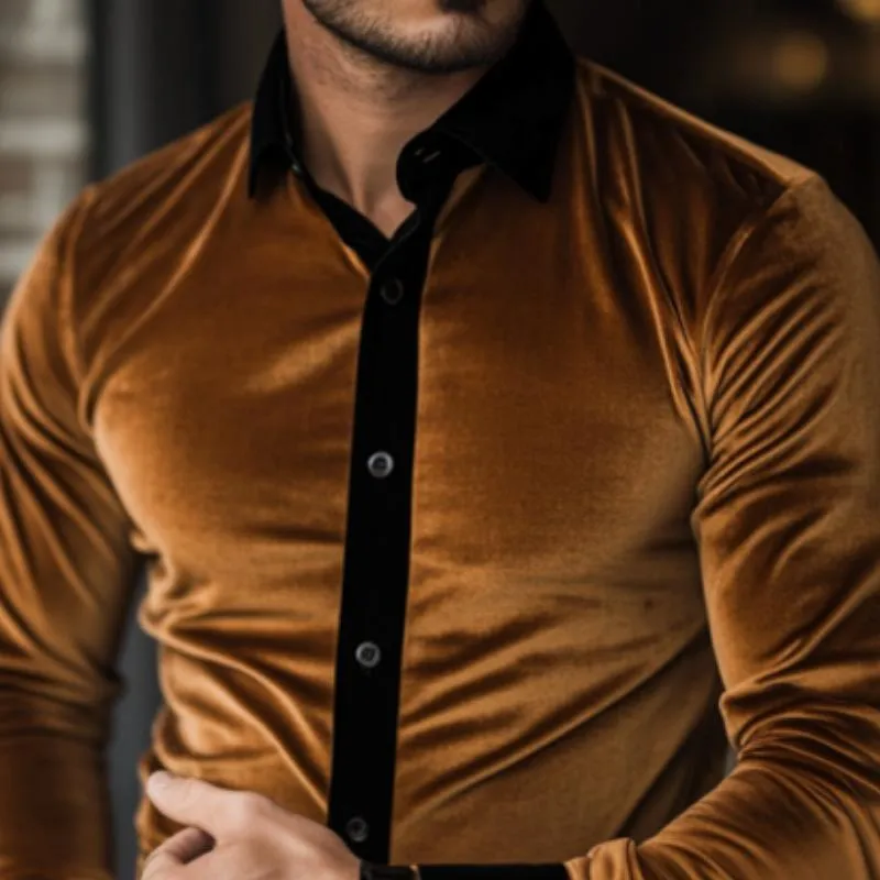 Men's Classic Casual Velvet Slim Fit Long Sleeve Shirt 91998047K sold by Manly product image thumbnail 3