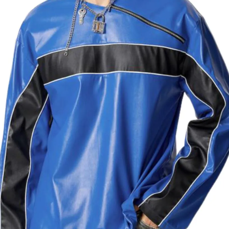 Men's Casual Loose Crew Neck Leather Sweatshirt 04414217F sold by Manly product image thumbnail 3