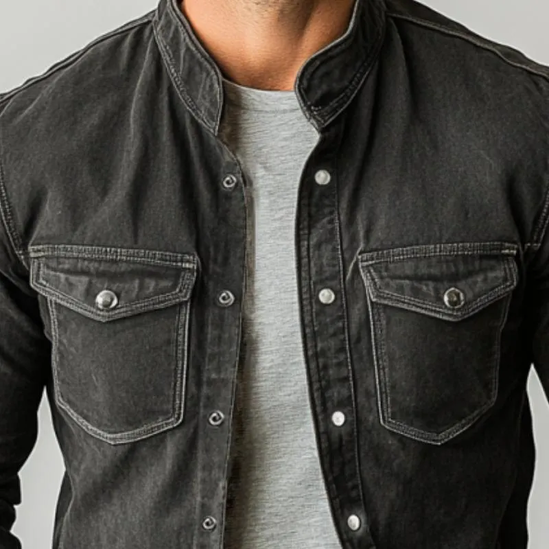 Men's Vintage Washed Denim Multi Pocket Single Breasted Jacket 01449697Y sold by Manly product image thumbnail 2