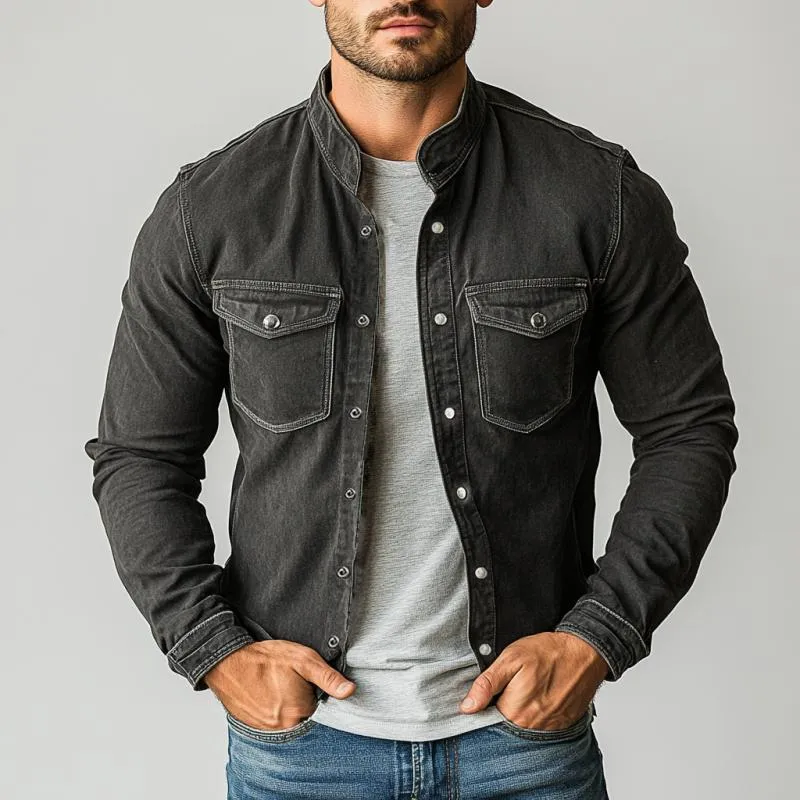 Men's Vintage Washed Denim Multi Pocket Single Breasted Jacket 01449697Y sold by Manly product image thumbnail 3