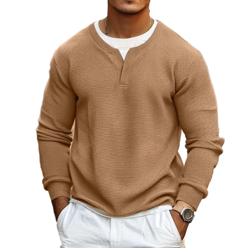 Men's Contrast Waffle Long Sleeve Sweatshirt 29907337X sold by Manly