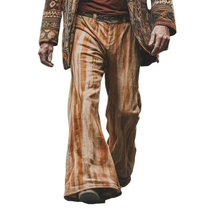 Men's Stylish Striped Print Loose Flared Trousers 77034715Z sold by Manly