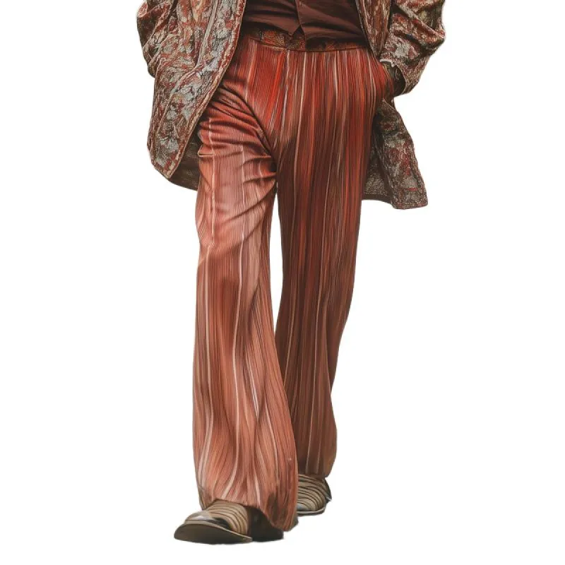 Men's Stylish Striped Print Loose Flared Trousers 26533379Z sold by Manly