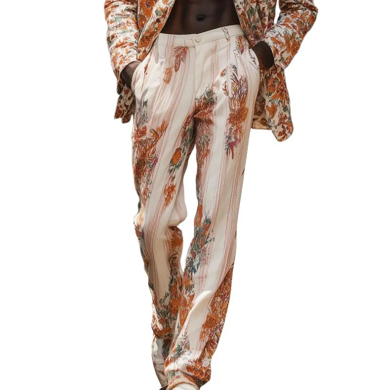 Men's Stylish Floral Print Loose Flared Trousers 11099265Z sold by Manly