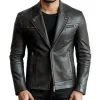 Men's Fashion Leather Lapel Zipper Biker Jacket 88788931Z sold by Manly