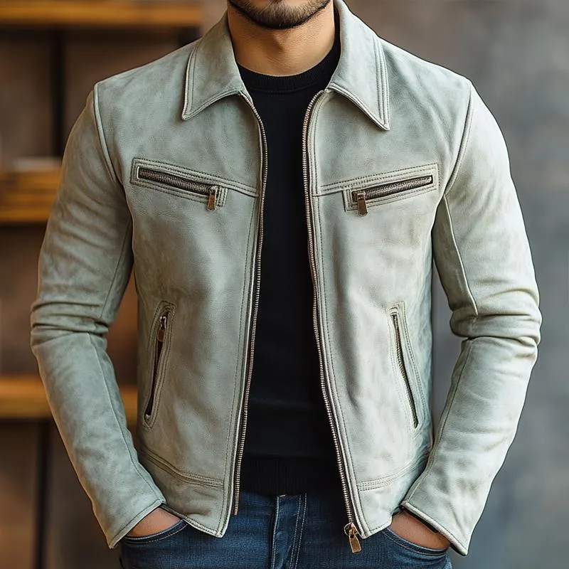 Men's Fashion Leather Lapel Zipper Biker Jacket 33244822Z sold by Manly product image thumbnail 2