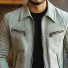 Men's Fashion Leather Lapel Zipper Biker Jacket 33244822Z sold by Manly