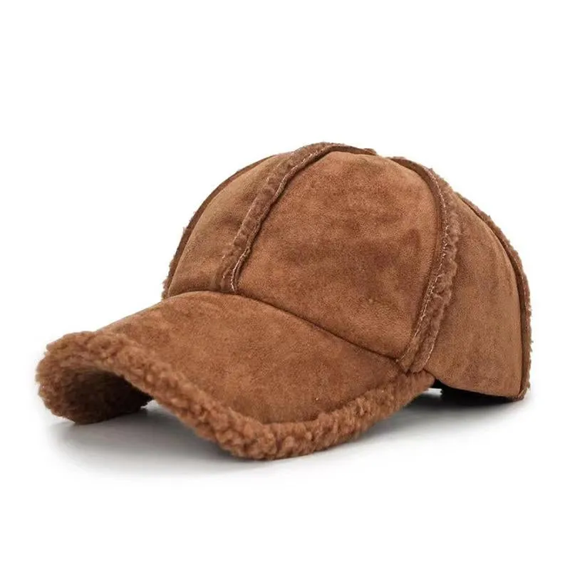Men's Retro Casual Solid Color Lambskin Cap 37564323TO sold by Manly