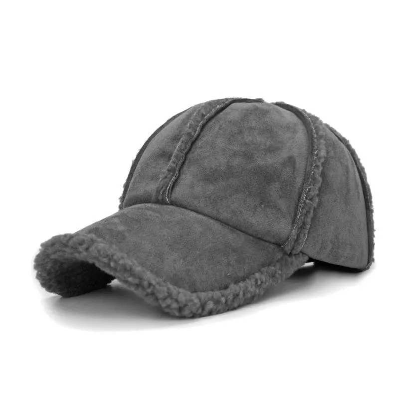 Men's Retro Casual Solid Color Lambskin Cap 37564323TO sold by Manly product image thumbnail 3