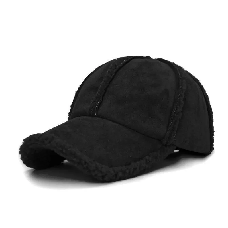 Men's Retro Casual Solid Color Lambskin Cap 37564323TO sold by Manly product image thumbnail 2