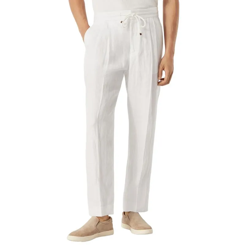 Men's Loose Drawstring Elastic Waist Linen Casual Pants 11796624F sold by Manly