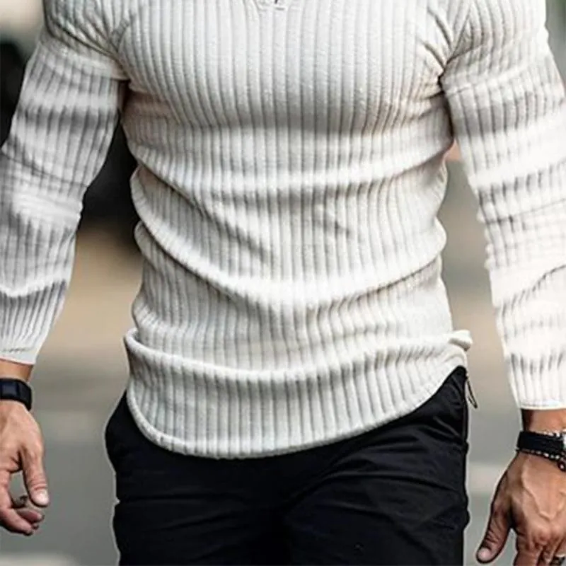 Men's Classic Casual V-Neck Knitted Long Sleeve T-Shirt 45144937K sold by Manly product image thumbnail 3