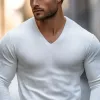 Men's Classic Casual V-Neck Knitted Slim Fit Long Sleeve T-Shirt 98752147K sold by Manly