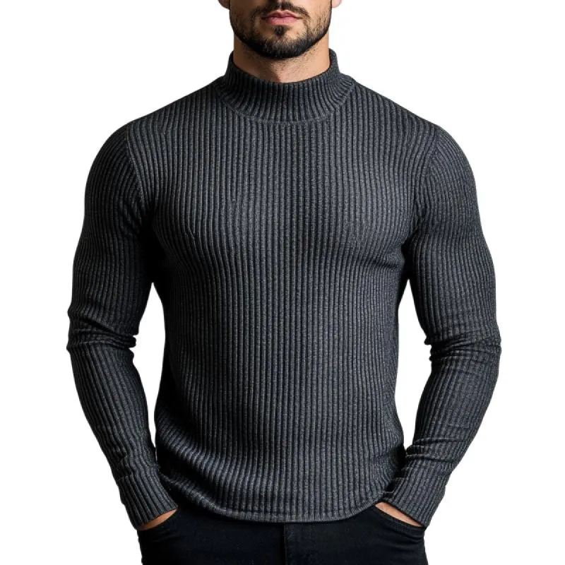 Men's Classic Casual Half Turtleneck Knitted Long Sleeve T-Shirt 33341720K sold by Manly