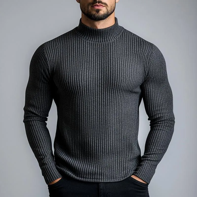 Men's Classic Casual Half Turtleneck Knitted Long Sleeve T-Shirt 33341720K sold by Manly product image thumbnail 2