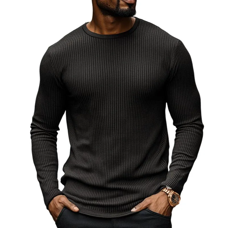 Men's Classic Casual Crew Neck Knitted Long Sleeve T-Shirt 61419460K sold by Manly