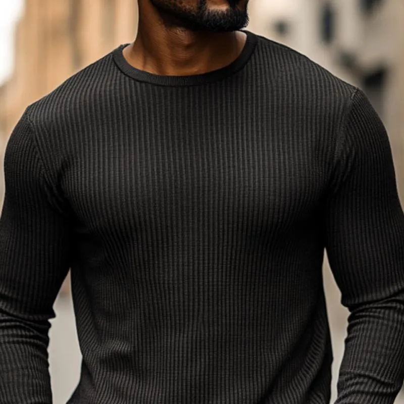 Men's Classic Casual Crew Neck Knitted Long Sleeve T-Shirt 61419460K sold by Manly product image thumbnail 3