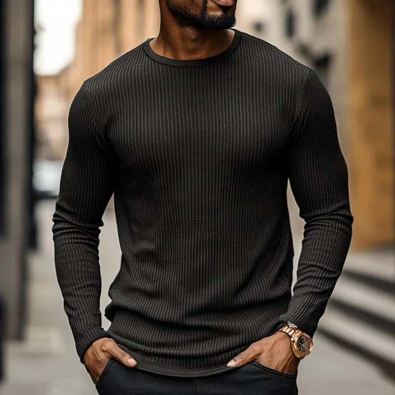 Men's Classic Casual Crew Neck Knitted Long Sleeve T-Shirt 61419460K sold by Manly product image thumbnail 2