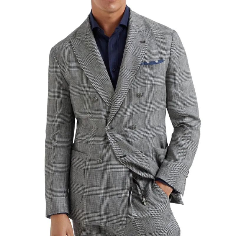 Men's Classic Lapel Double Breasted Slim Fit Check Blazer 65533240F sold by Manly