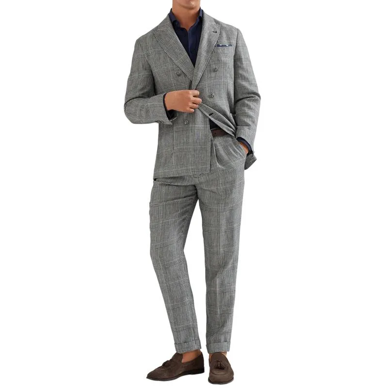 Men's Classic Straight Check Suit Pants 44382533F sold by Manly product image thumbnail 4