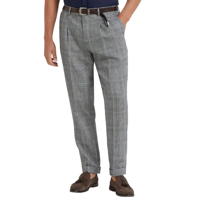 Men's Classic Straight Check Suit Pants 44382533F sold by Manly