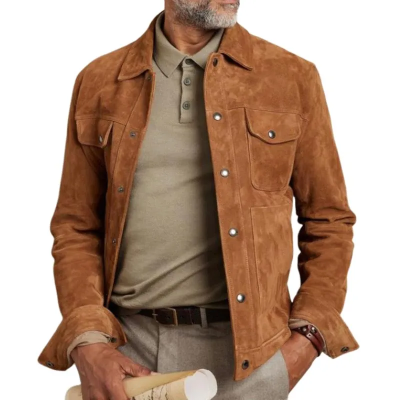 Men's Vintage Suede Lapel Single Breasted Slim Fit Jacket 84221735F sold by Manly product image thumbnail 3