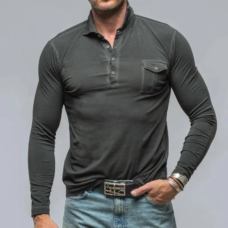 Men's Classic Casual Slim Pocket Long Sleeve POLO Shirt 83719400K sold by Manly product image thumbnail 5