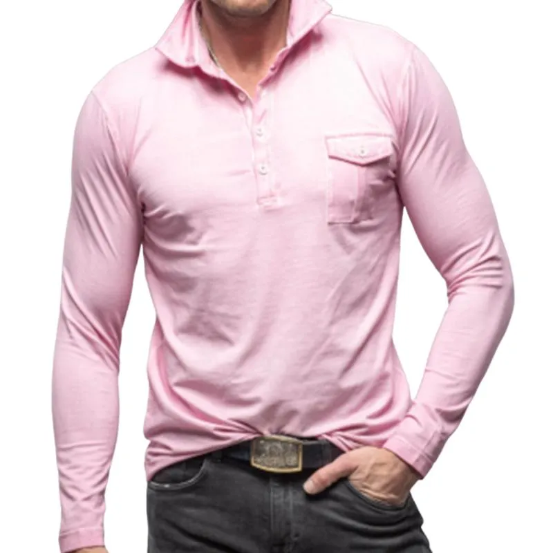 Men's Classic Casual Slim Pocket Long Sleeve POLO Shirt 83719400K sold by Manly
